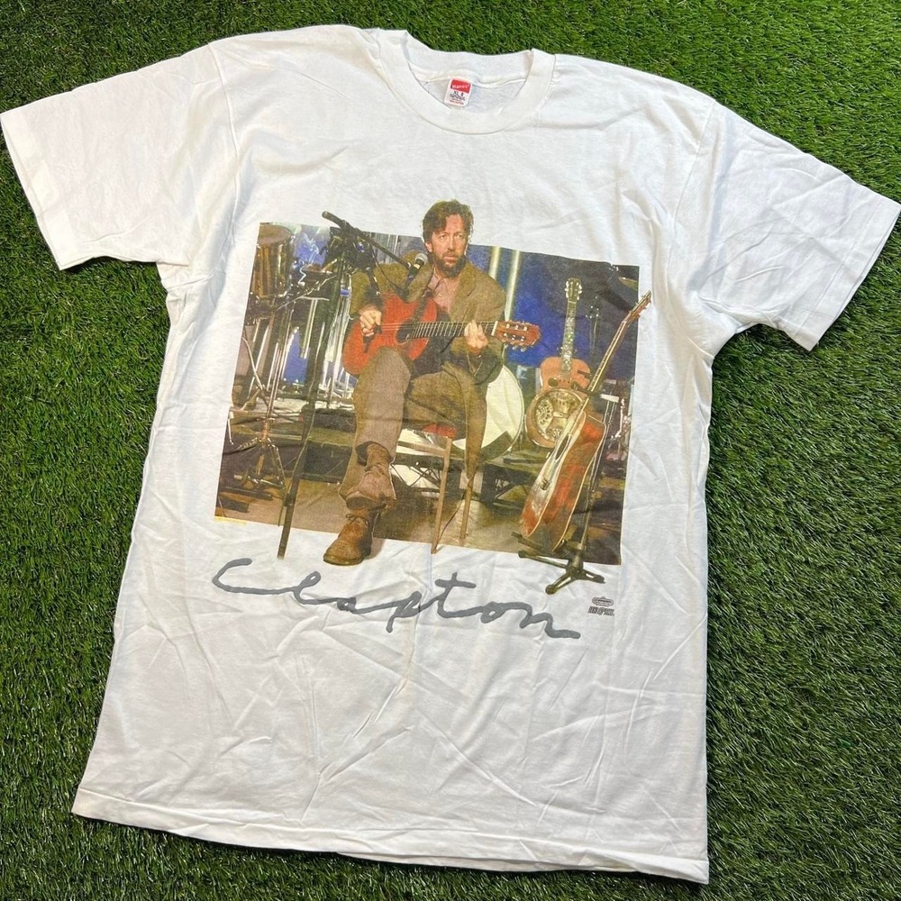 Vintage Eric Clapton Unplugged T-Shirt XL 90's Winterland Rock Express Hanes USA